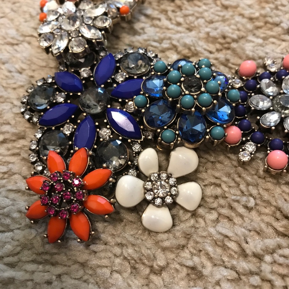 J.CREW Crystal Flower Lattice Statement Necklace